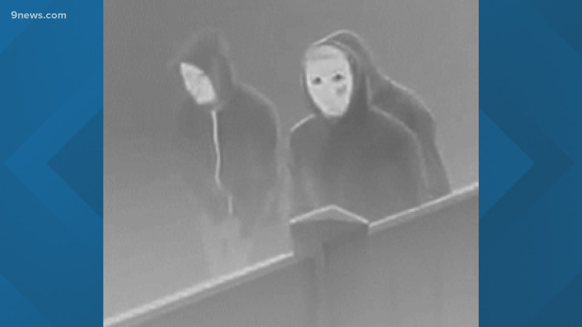 The three suspects were seen in a photo wearing dark hoodies and full-face masks. Police said they fled the area in a dark-colored four-door sedan.