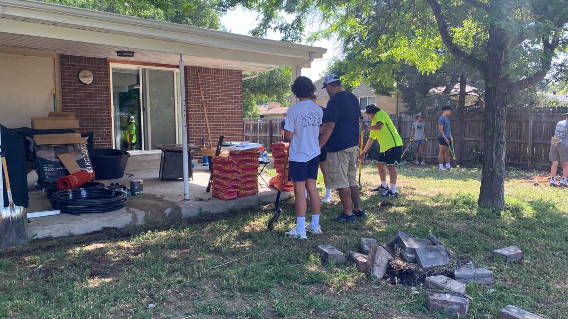 Heidi Glover high school teams help build her family backyard