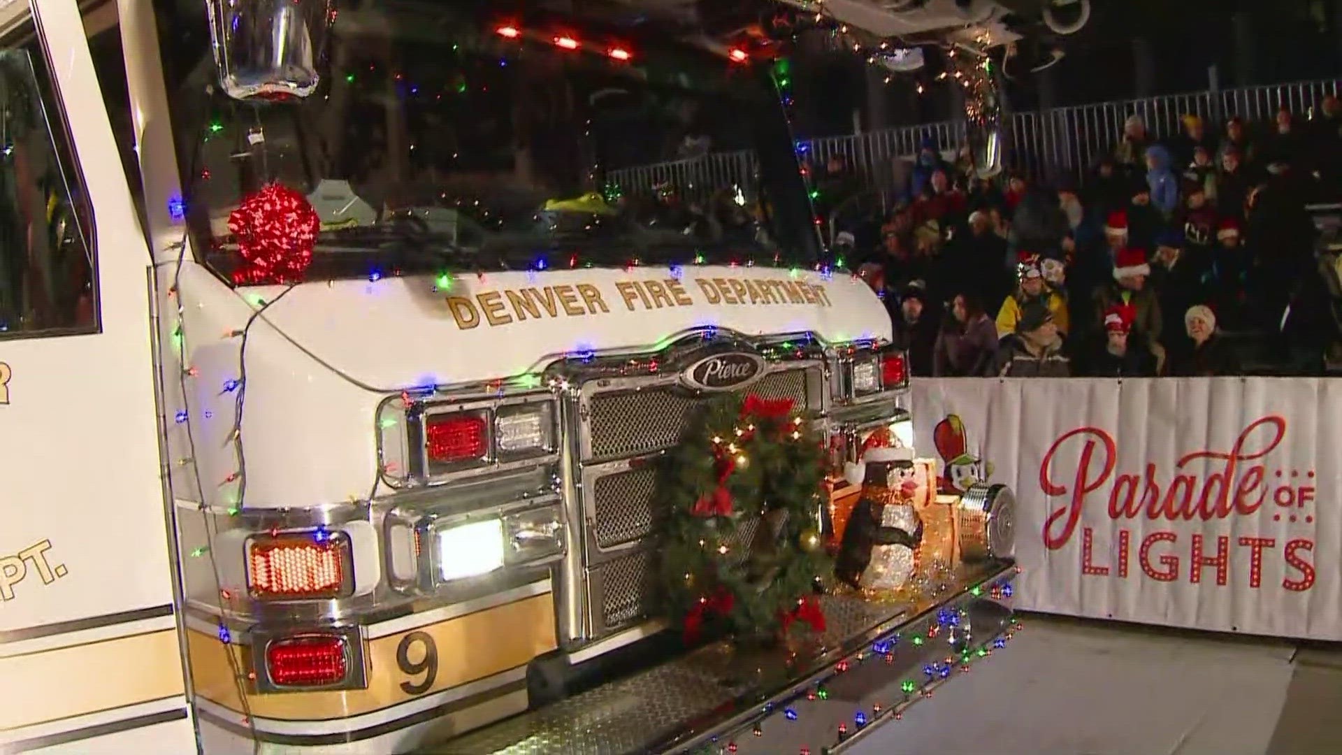 The Denver Fire Department decorated a ladder truck to participate in the 9NEWS Parade of Lights.