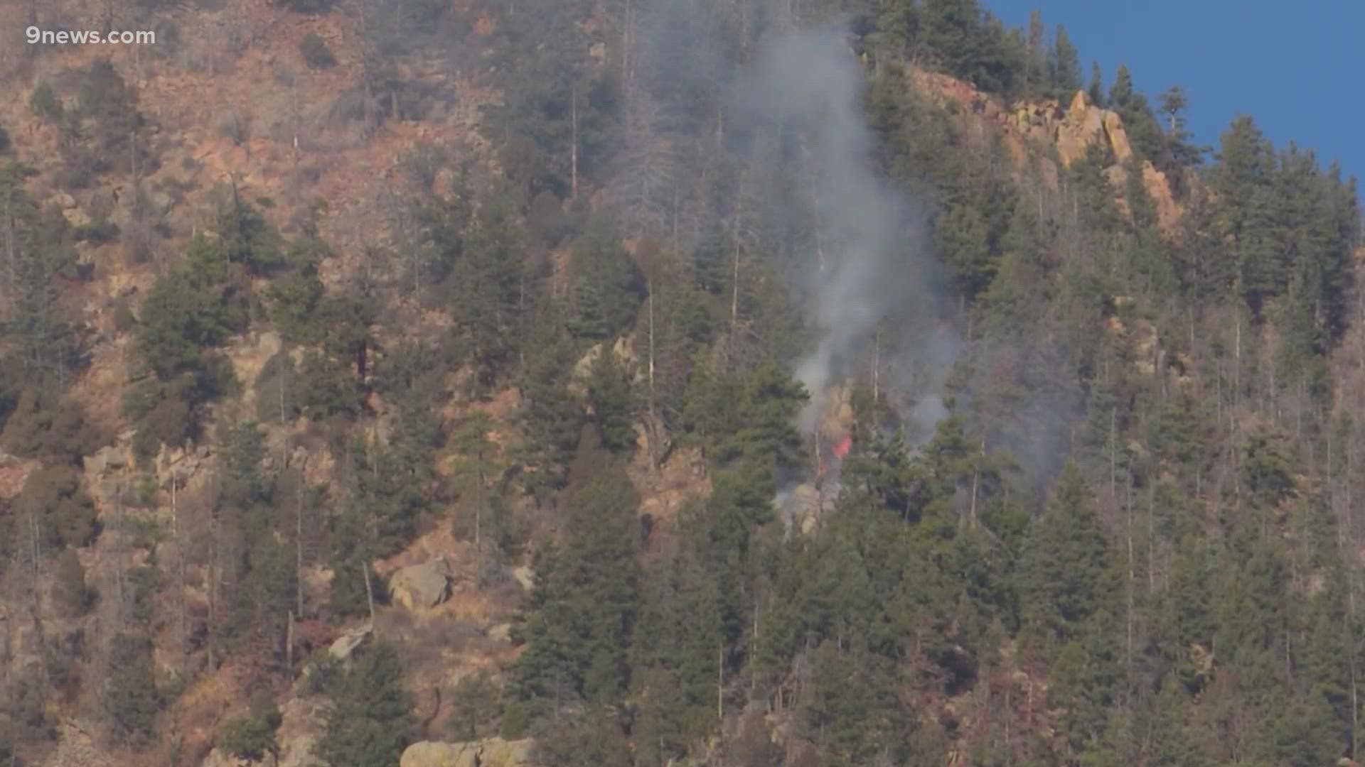 The fire is burning north of the Waldo Canyon burn scar.