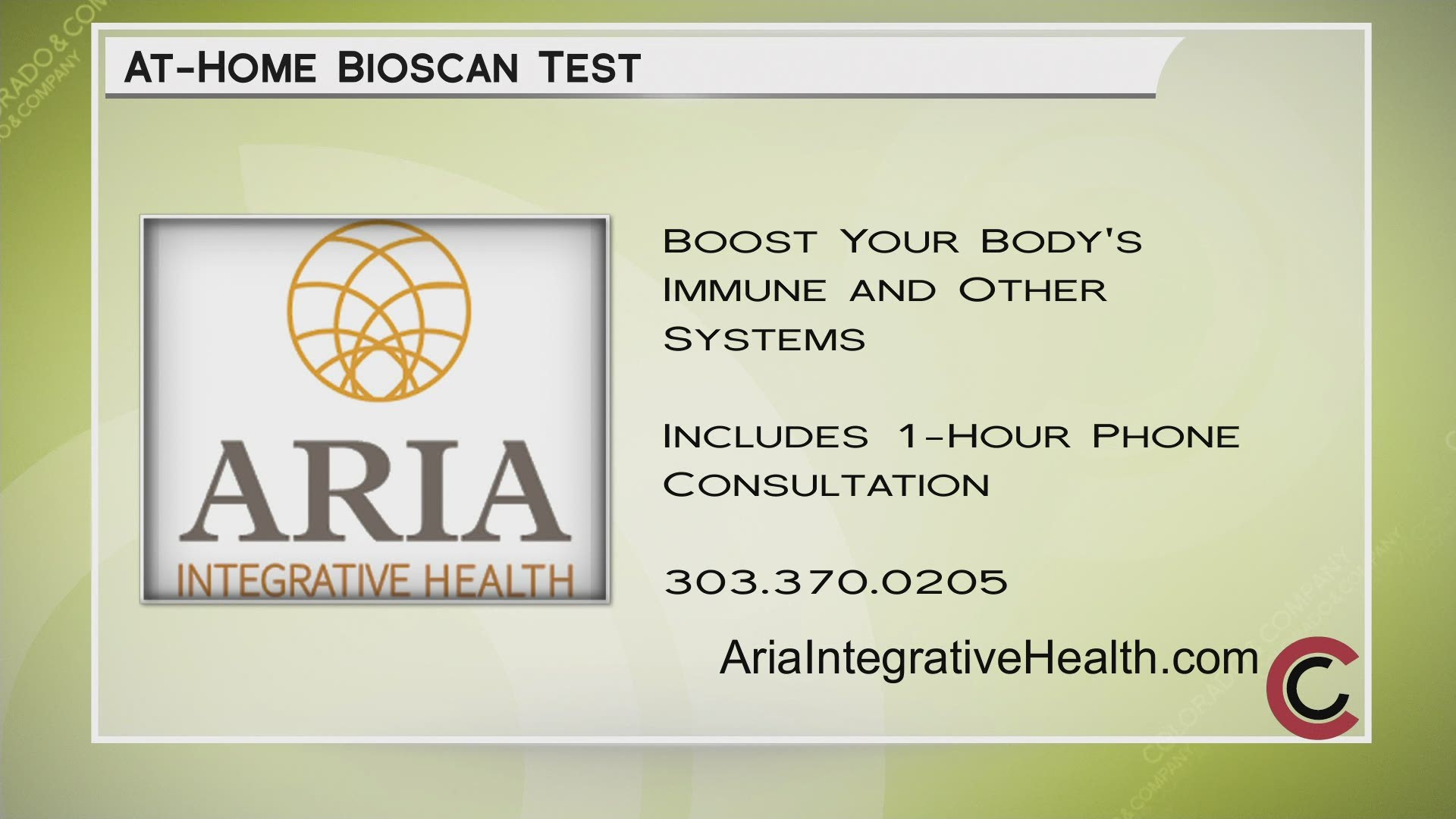 An at-home Bioscan from Aria gives you a complete picture of your key body systems. Learn more and get started online at AriaIntegrativeHealth.com or 303.370.0205.