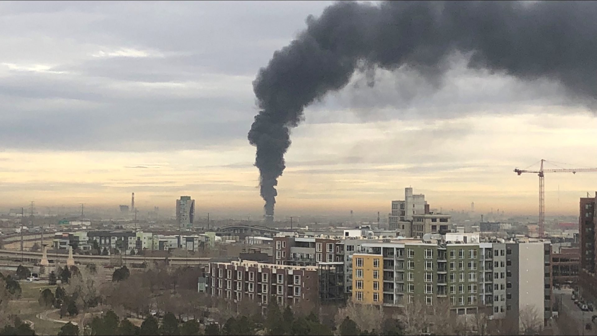 Denver-area scrap yard fire causes massive smoke plume | 9news.com