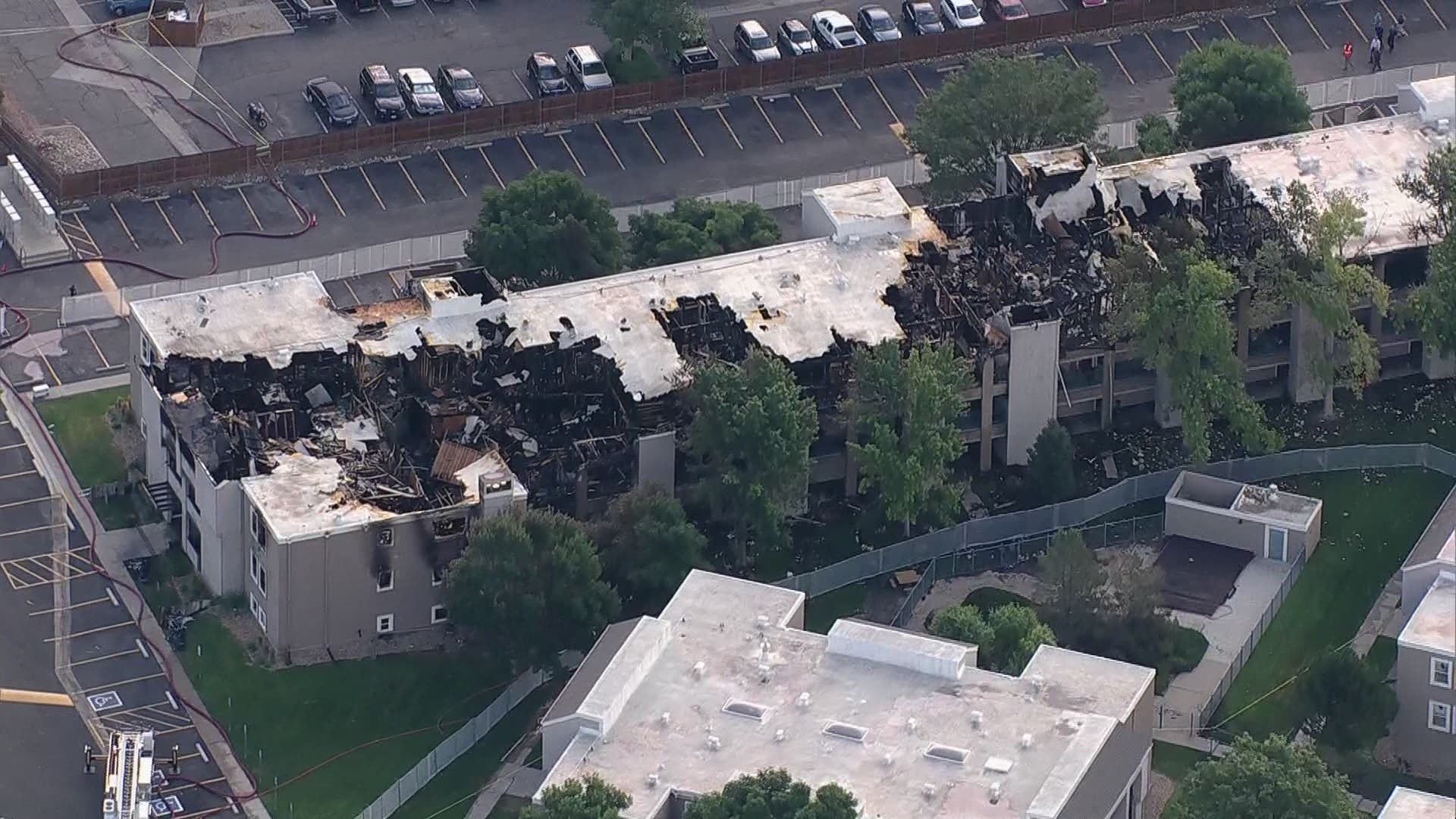 Monday morning SKY9 was over the complex that was damaged by fire on Sunday.