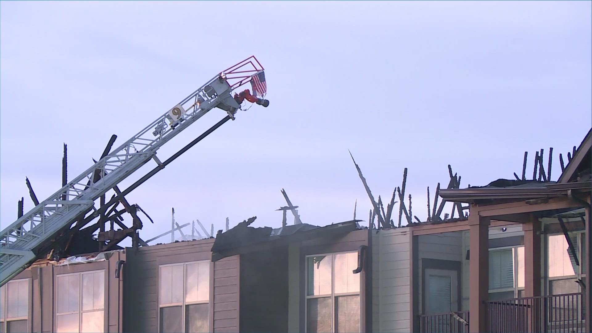 The Colorado Springs Fire Department said the fire Friday night was sparked by lightning.