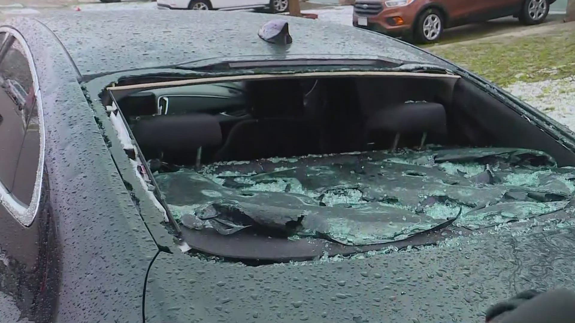 A hail storm that hit northern Colorado late Tuesday damaged multiple vehicles in Erie's Grandview neighborhood.