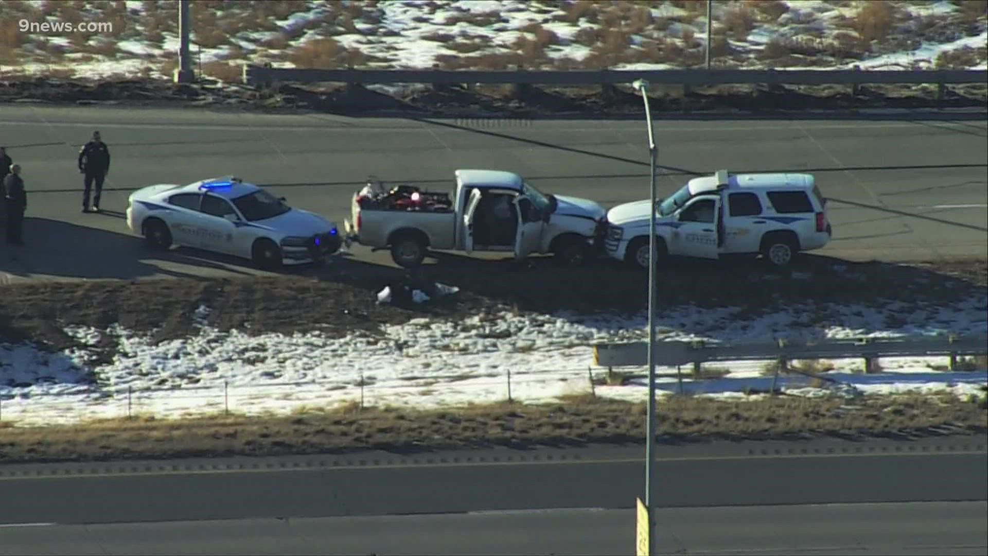 The shooting happened in the southbound lanes of I-25 near Mulberry Street.