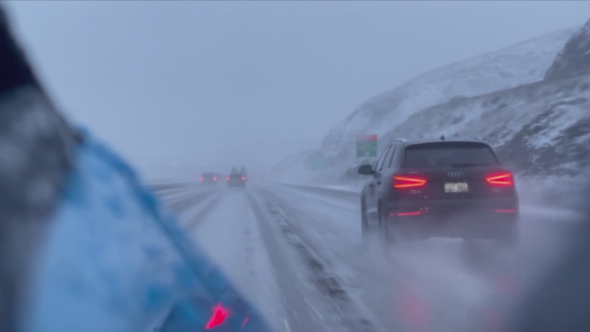 Multiple crashes were reported along Highway 285 Thursday night and roads were slick along I-70 in Golden, with poor visibility.