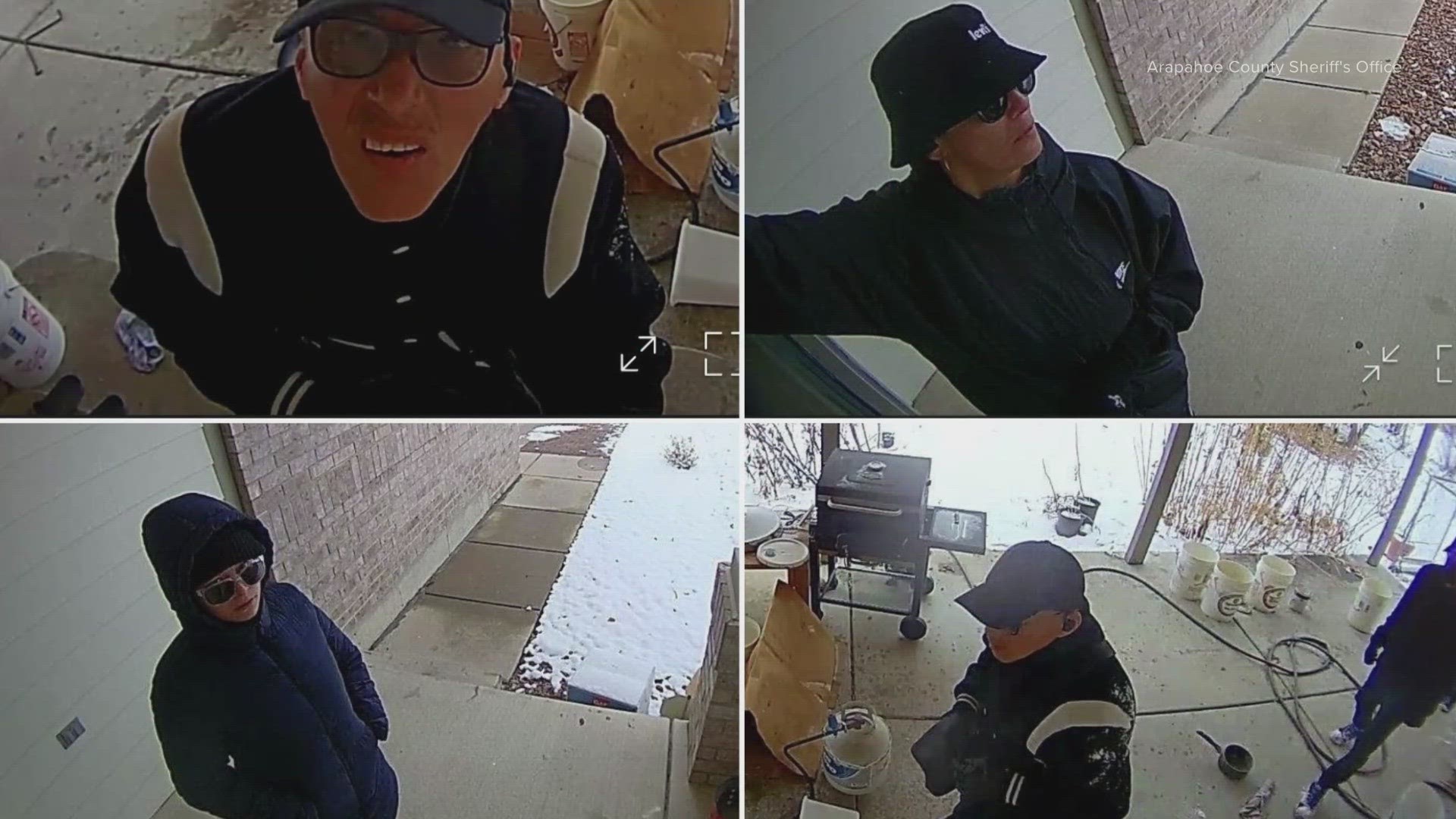 A total of seven suspects are wanted in connection to two separate home burglaries, the Arapahoe County Sheriff's Office said.