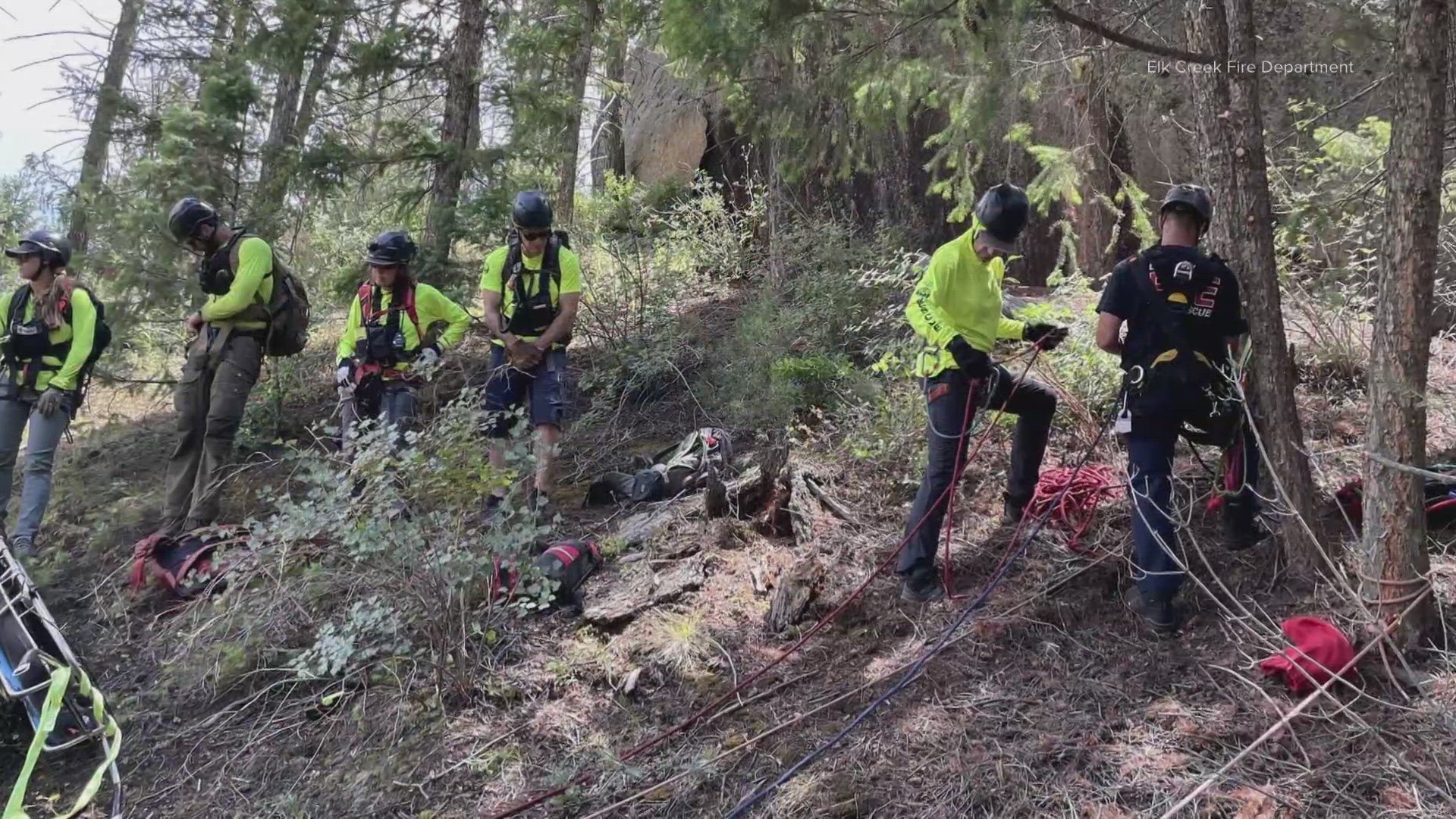 Elk Creek Fire said the person fell about 150 feet.