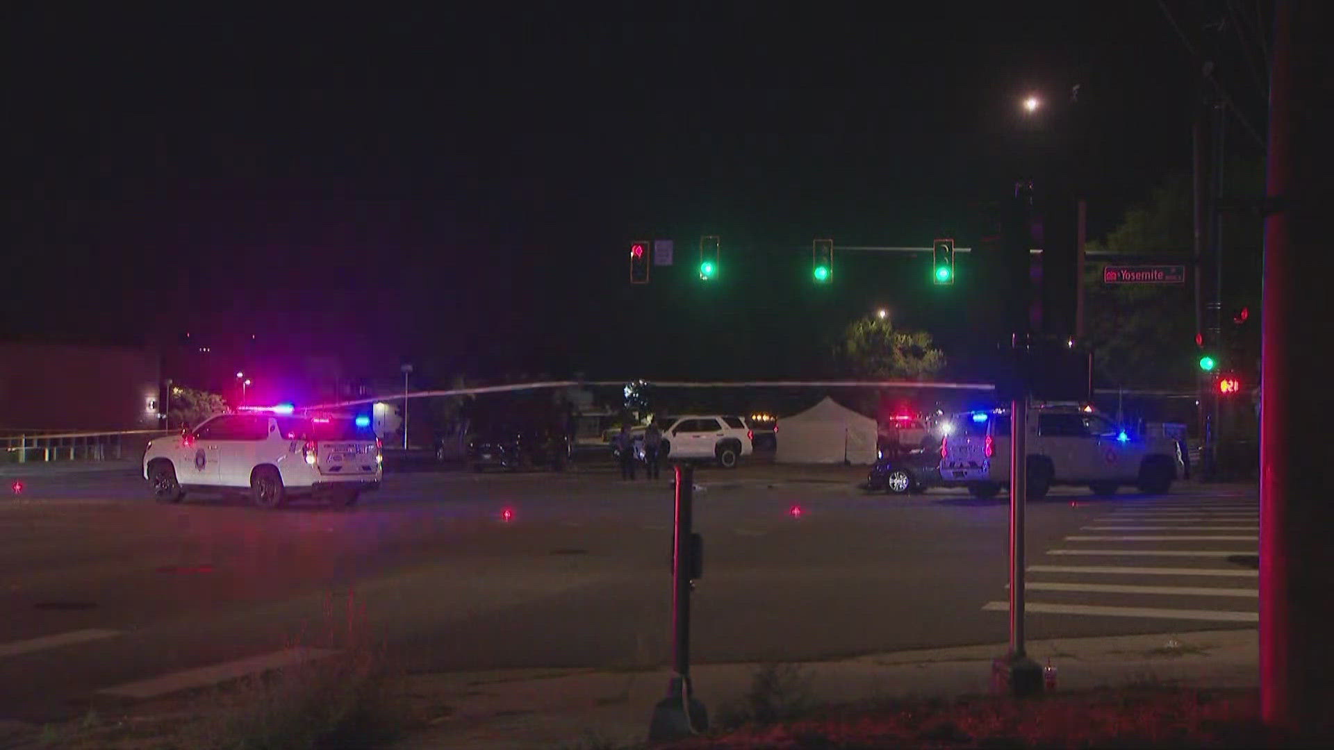 Police said the crash involved a motorcycle and multiple vehicles Sunday night.