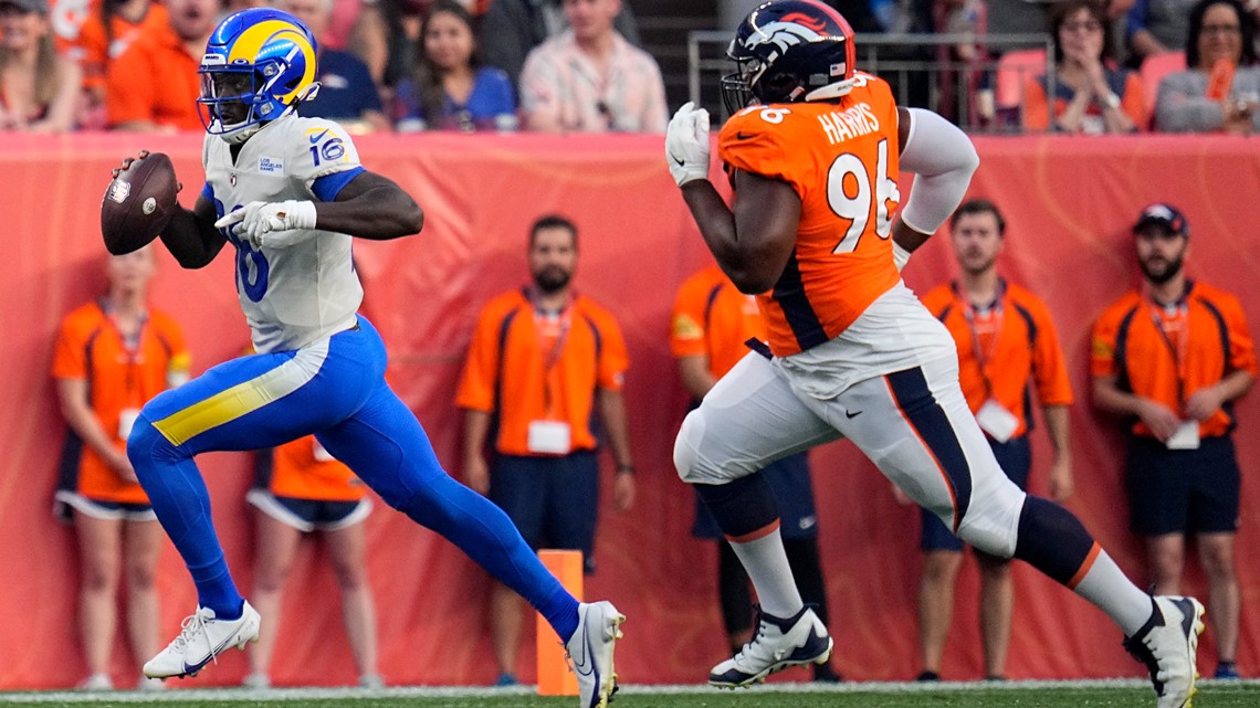 Los Angeles Rams defensive tackle Tanzel Smart gets set to run a play  during a preseason NFL football game against the Denver Broncos Saturday,  Aug. 24, 2019, in Los Angeles. (AP Photo/Mark