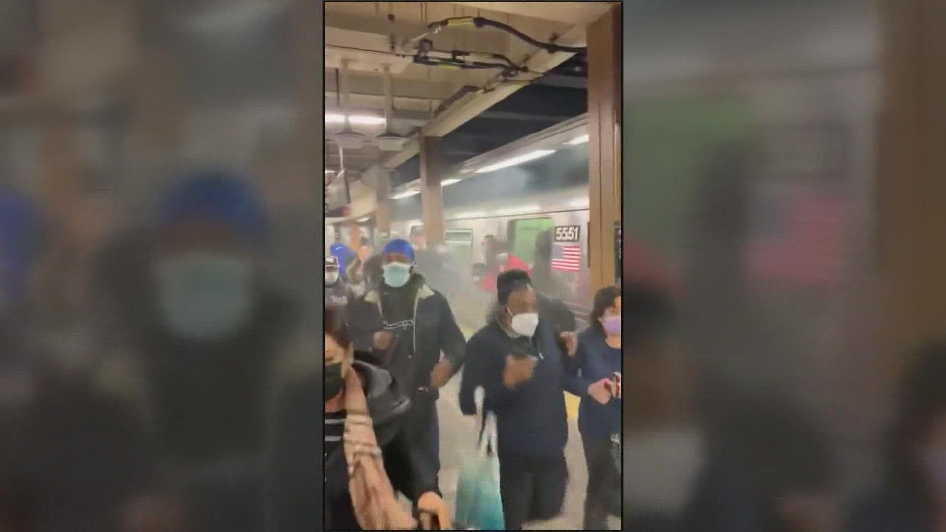Police say someone fired at least 33 bullets in a rush-hour subway train, shooting at least 10 people Tuesday in Brooklyn.