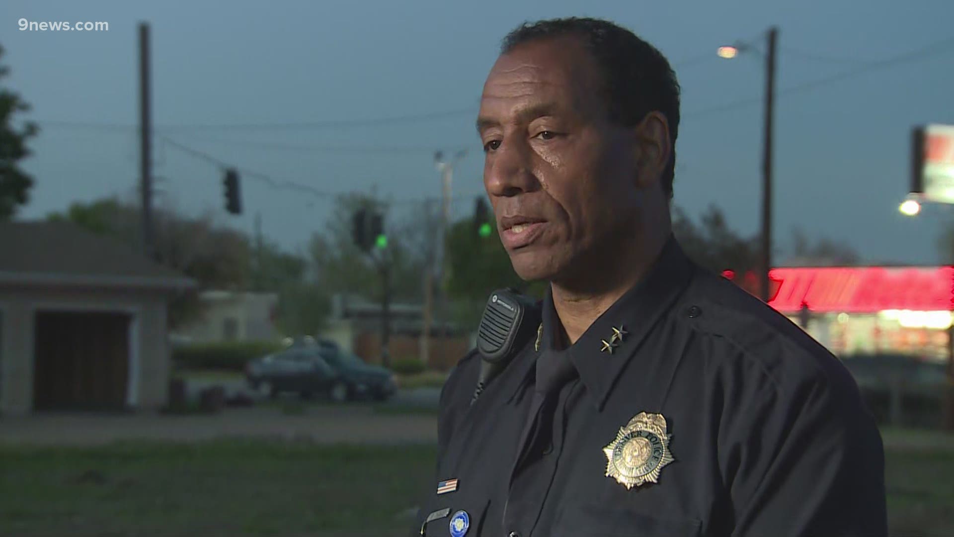 Division Chief Ron Thomas provides an update on a shooting involving a DPD officer that occurred near South Federal Boulevard and West Harvard Avenue.