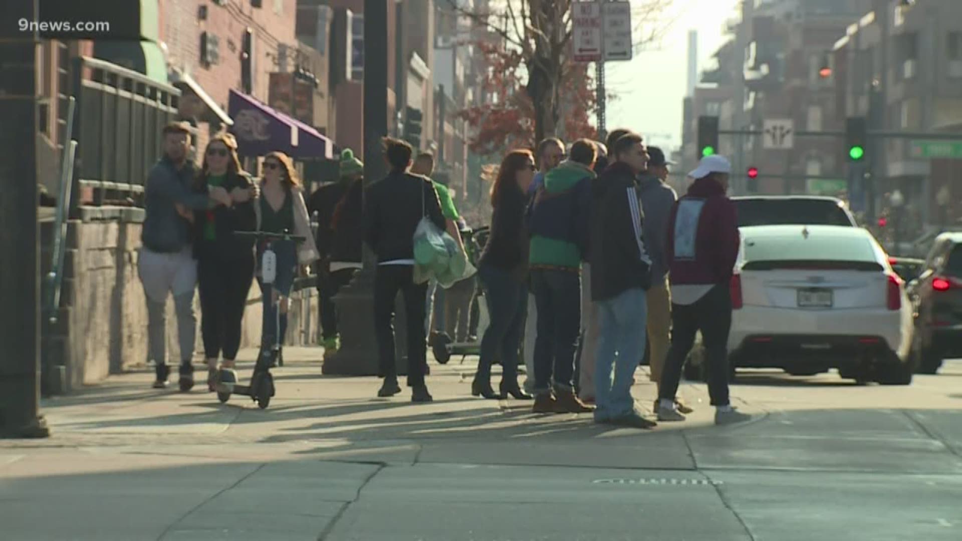 Despite the cancellation of most public events due to the coronavirus and calls for social distancing, downtown Denver bars were still crowded for St. Patrick's Day.