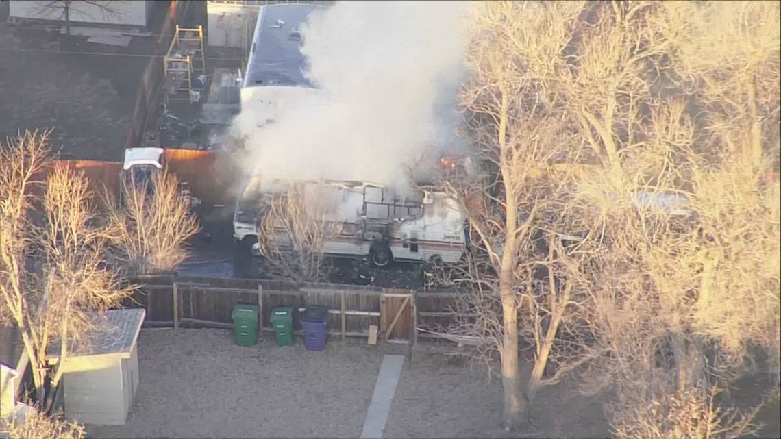 Crews battle early morning RV fire in Denver
