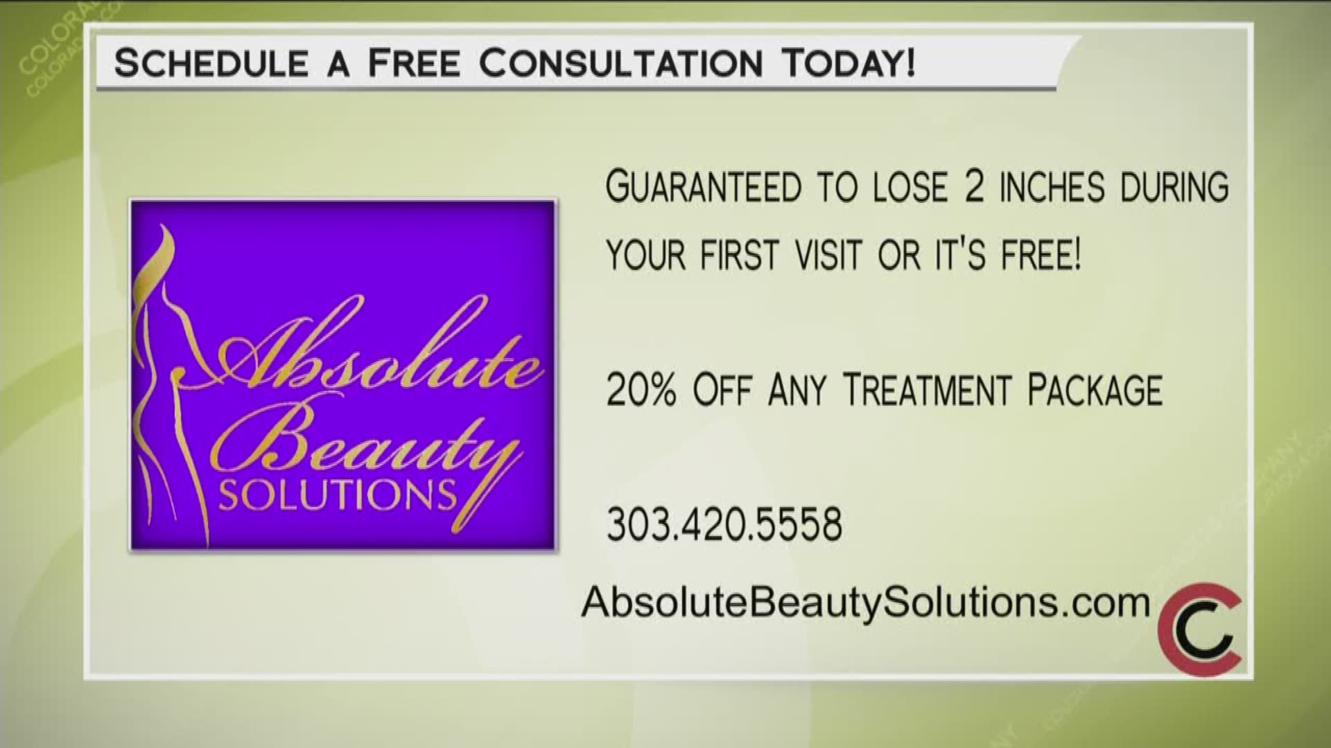 Try Ultra Slim or any of the other non-invasive treatments offered at Absolute Beauty Solutions. Learn more at AbsoluteBeautySolutions.com or call 303.420.5558.