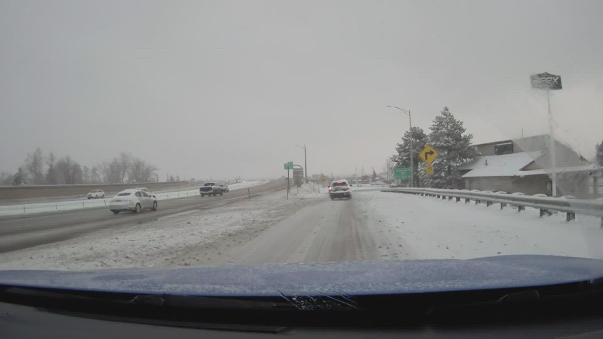 Nancy Kuhn with the Denver Department of Transportation says roads are slicked and snow-packed Monday morning as plow crews continue work to clear them.