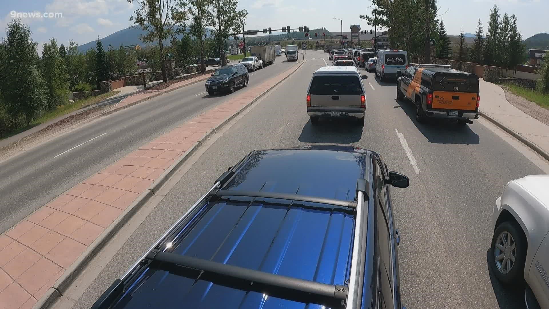 Backups at the 205 exit, where traffic heads east out of town on I-70 toward Denver, can stretch miles and miles through town.