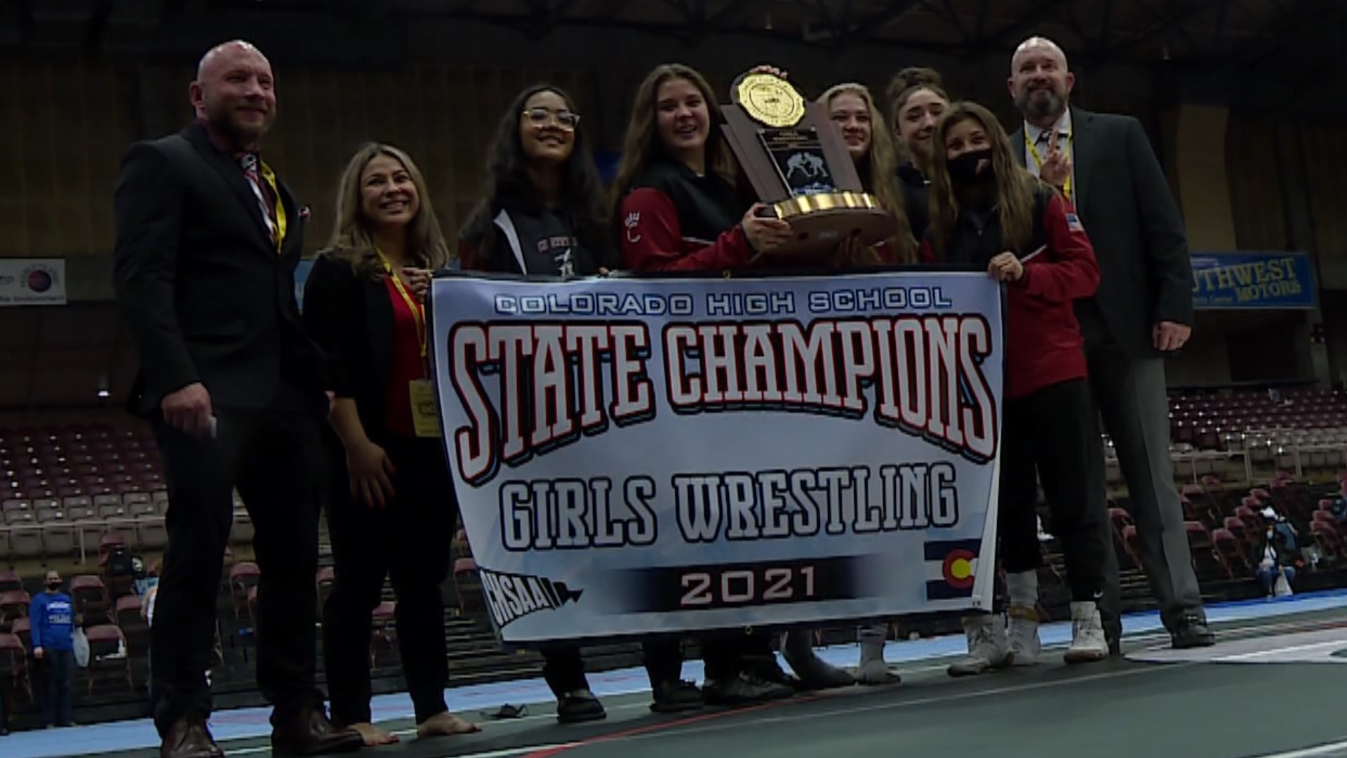 The Chargers captured the team title at the first sanctioned girls wrestling state tournament.