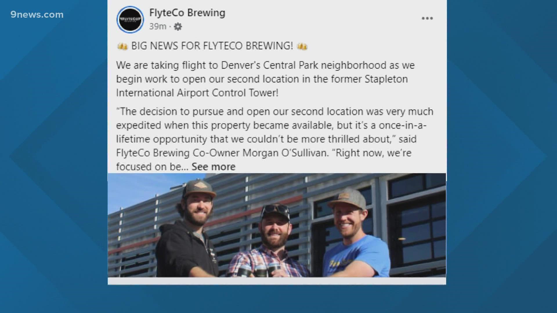 FlyteCo Brewing is opening a second location in the former control tower building, which was previously home to a Punch Bowl Social.