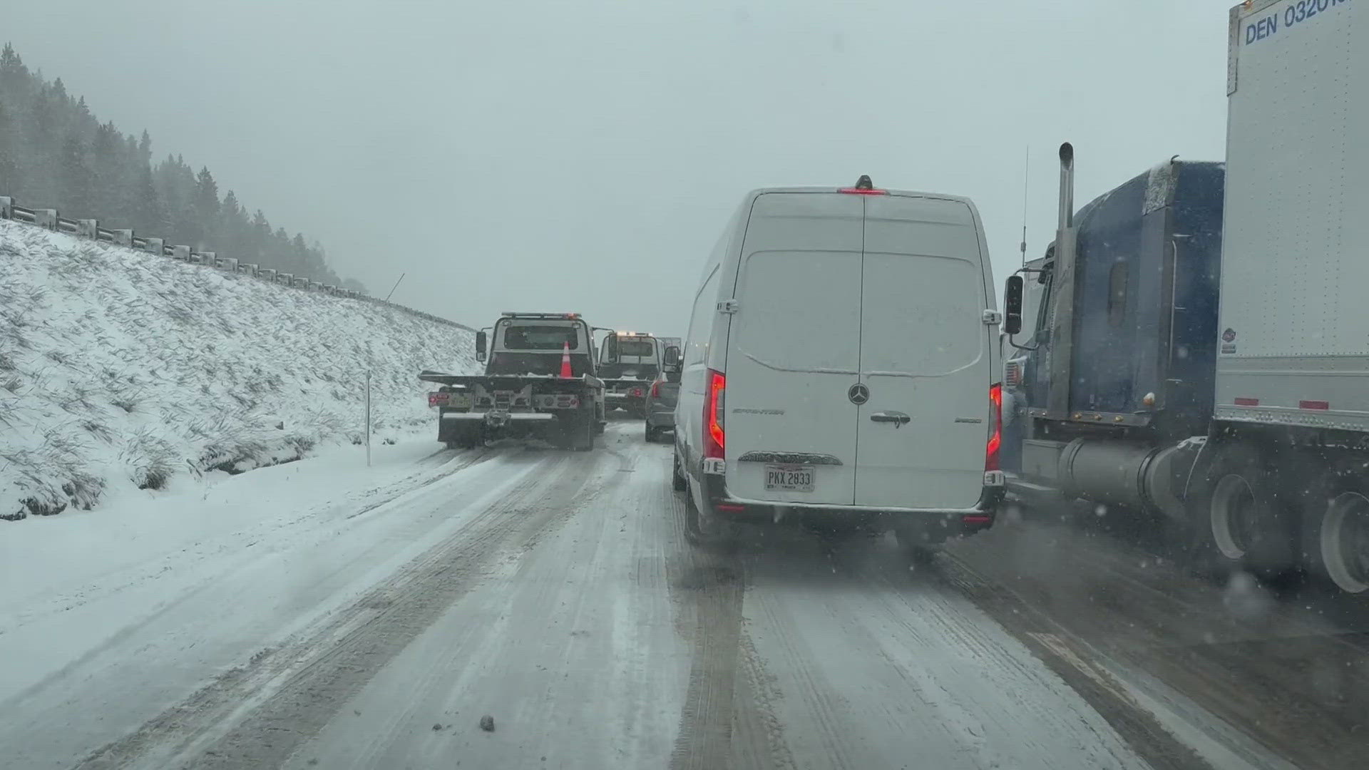 Driving conditions are worsening along I-70 in Colorado's High Country on Tuesday as a fresh round of snow hits the area.