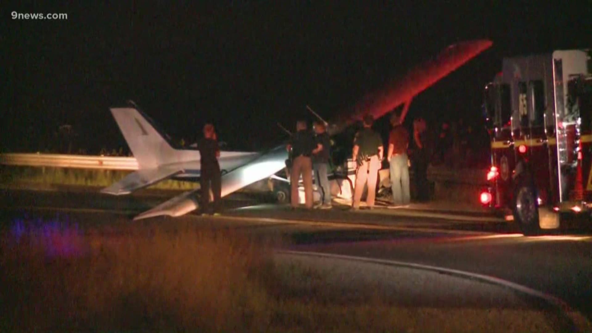 The plane's pilot was taken to the hospital.