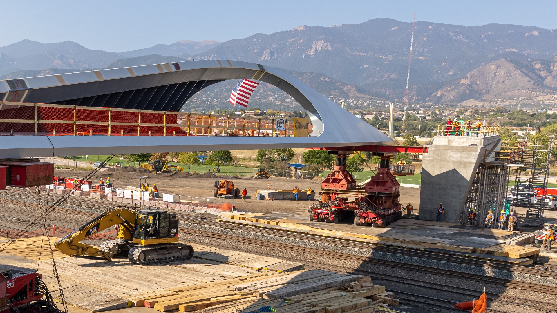 A 250-foot pedestrian bridge that will connect America the Beautiful Park with downtown Colorado Springs was installed on Oct. 5, 2020.