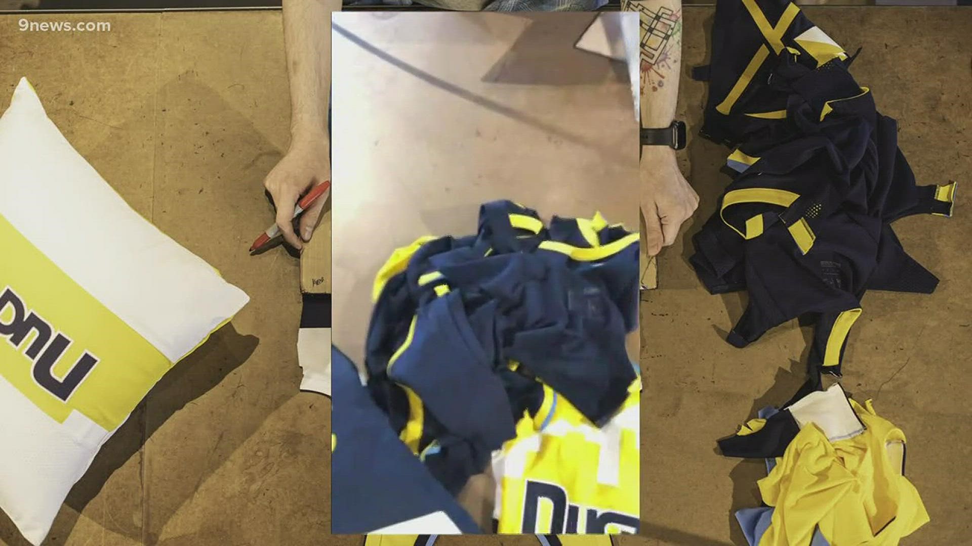 In Portland, hundreds of Nuggets jerseys are being ripped apart. But it's not all the bitter competition between these the Nuggets and Trail Blazers. It's something called "upcycling".