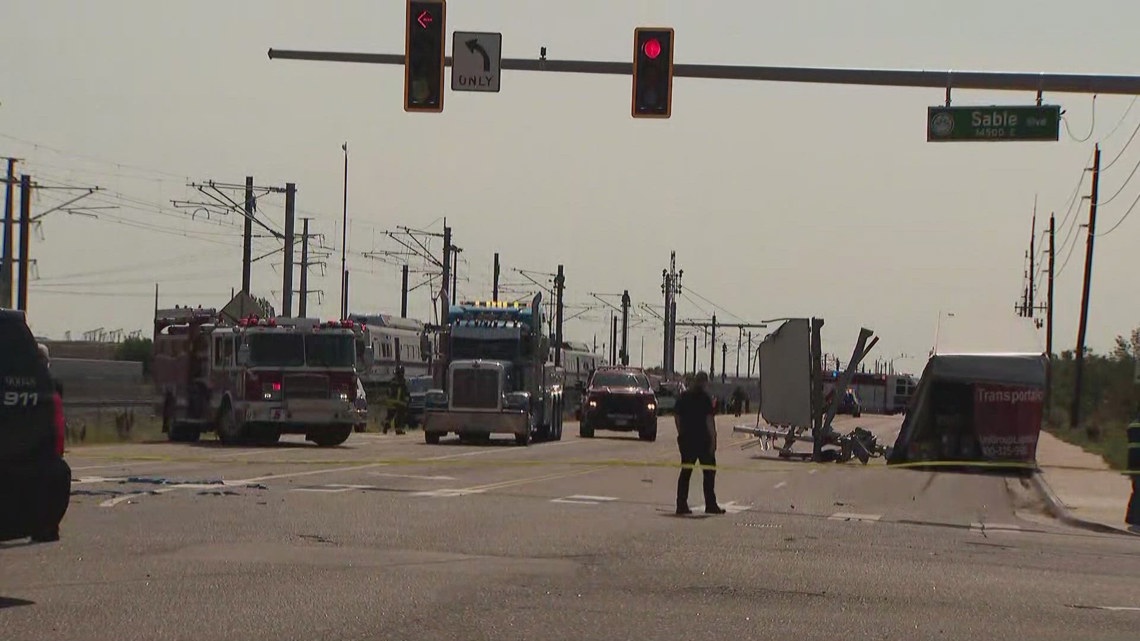 Watch the moment an A Line train crashes into semi in Aurora | 9news.com
