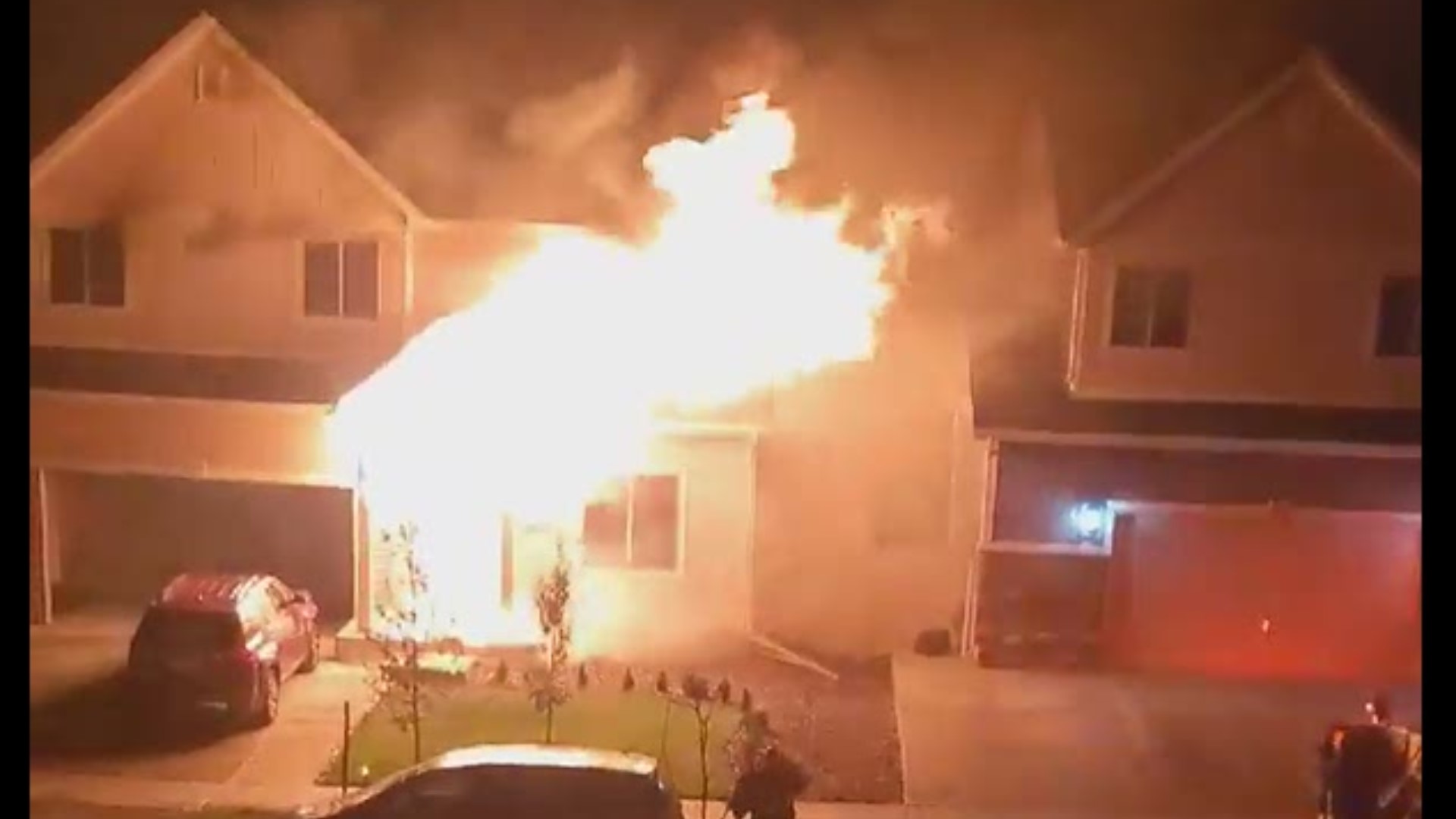 Neighbor Morice Sims-Herrick recorded this video of the fire on North Truckee Street in Denver early Wednesday morning.