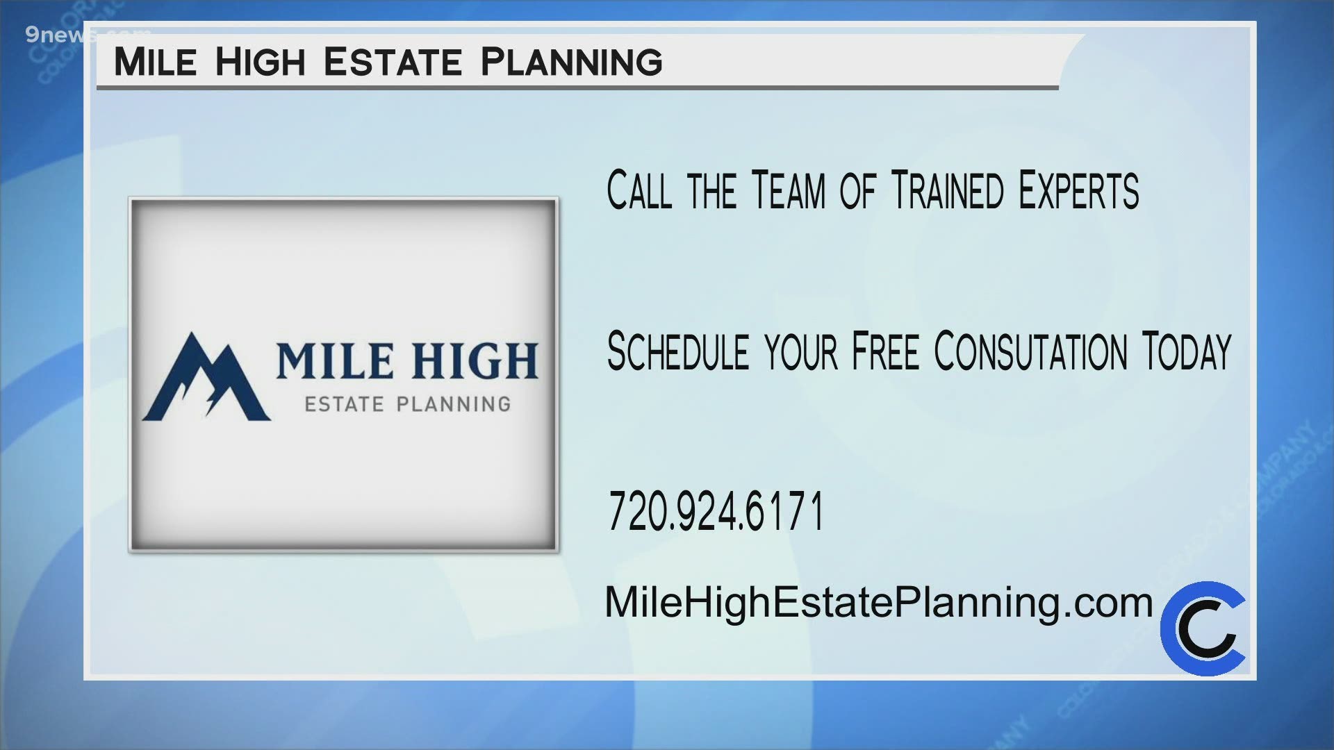 Call 720.924.6171 and let Blake and his team walk you through the estate planning process. Schedule your free consultation today at MileHighEstatePlanning.com.