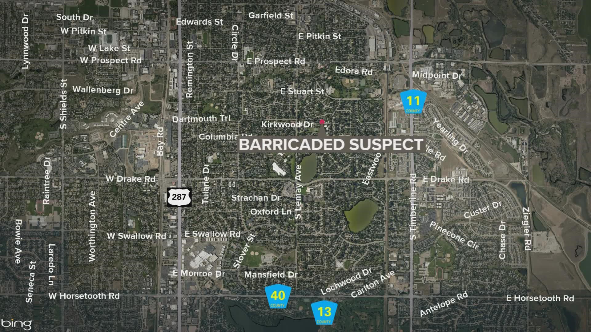 A burglary suspect who may be armed broke into an apartment in the 1300 block of Kirkwood Drive and barricaded himself inside, police said.