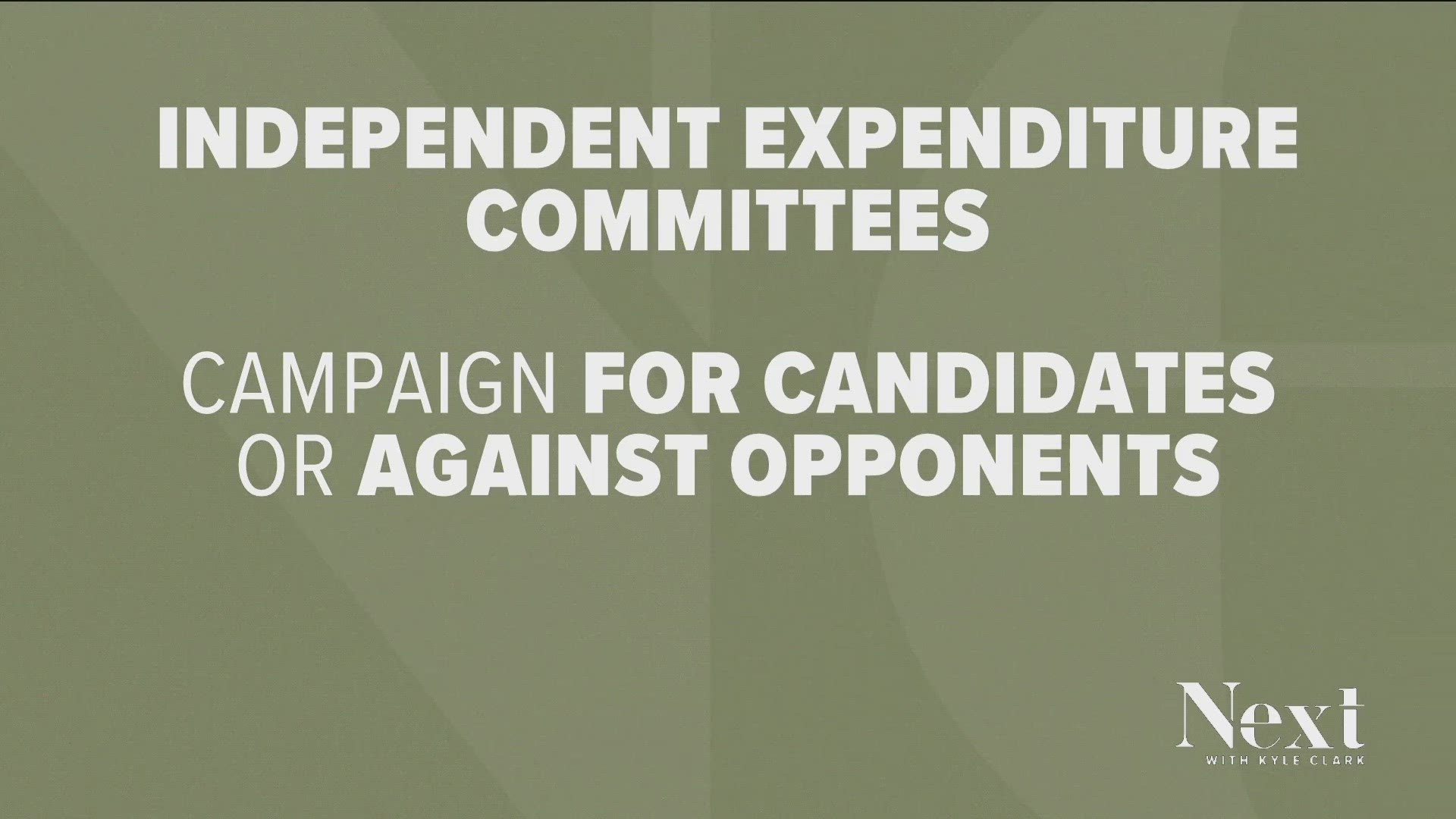 An IEC is a group that campaigns for a candidate or against their opponent, without input from that candidate. And IECs are exempt from contribution limits.