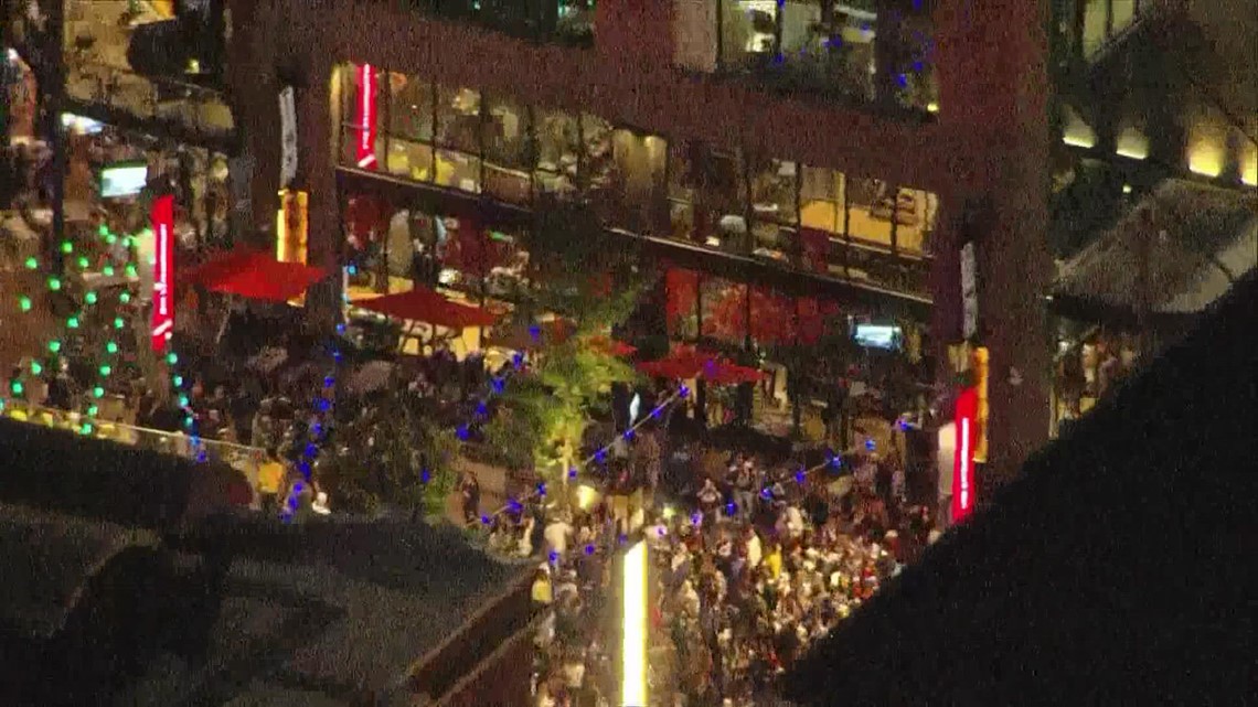 Fans in downtown Denver celebrate Avalanche win
