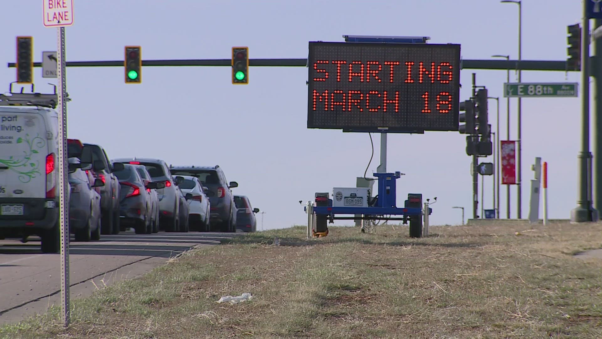 Message boards have been posted along two busy intersections in Commerce City warning drivers to slow down or pay a pricey ticket.