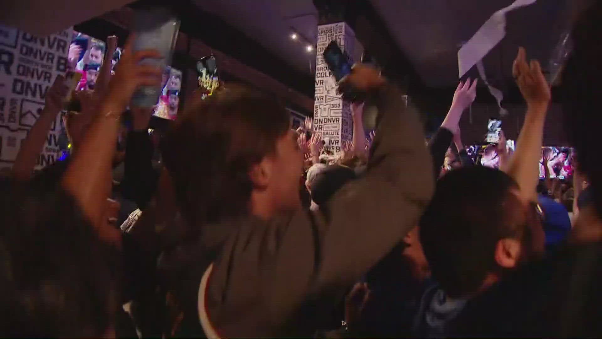 The Denver bar was shoulder-to-shoulder with fans watching Game 5.
