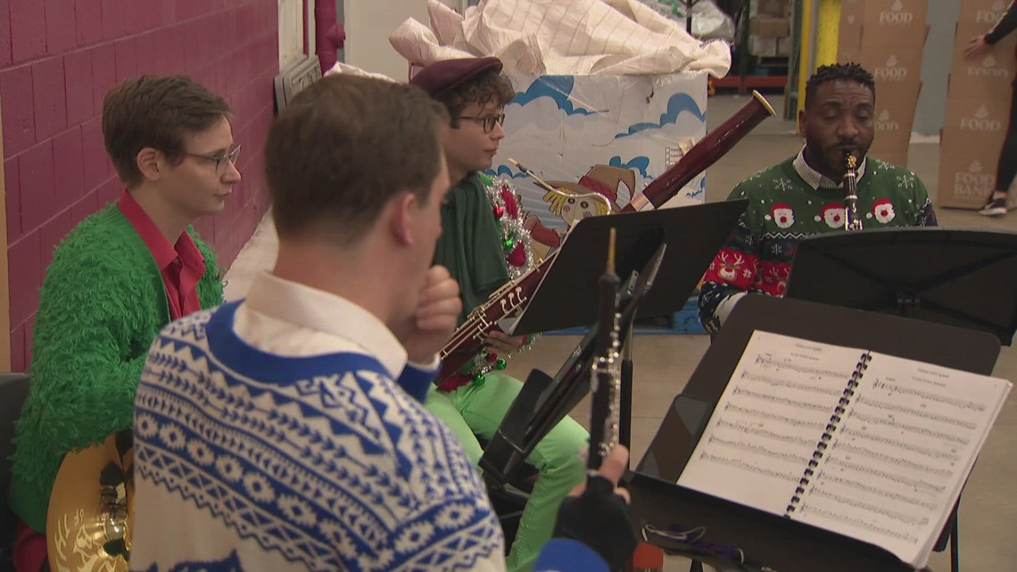 Music Quintet Plays For Colorado Food Bank Volunteers 