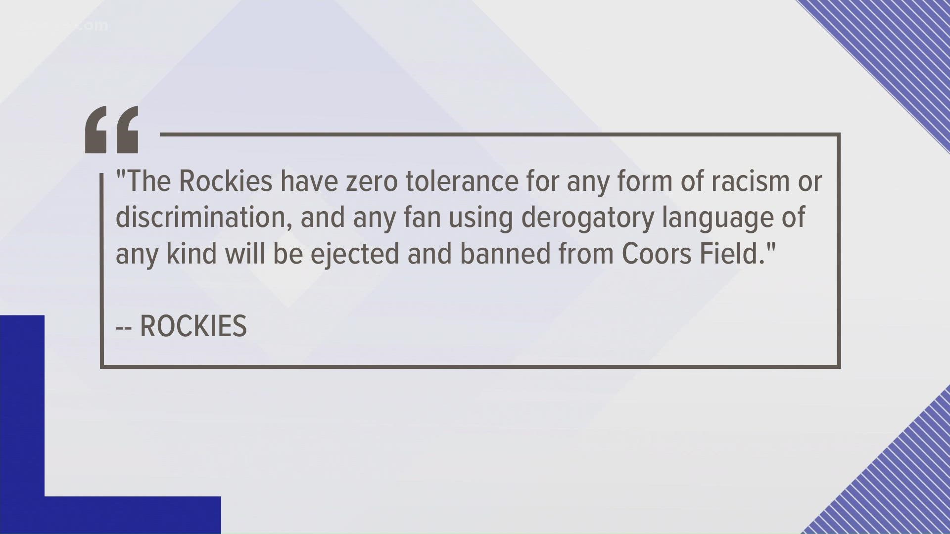 The Colorado Rockies are conducting an investigation after a fan was heard shouting a racial slur at a Black player at Coors Field Sunday.