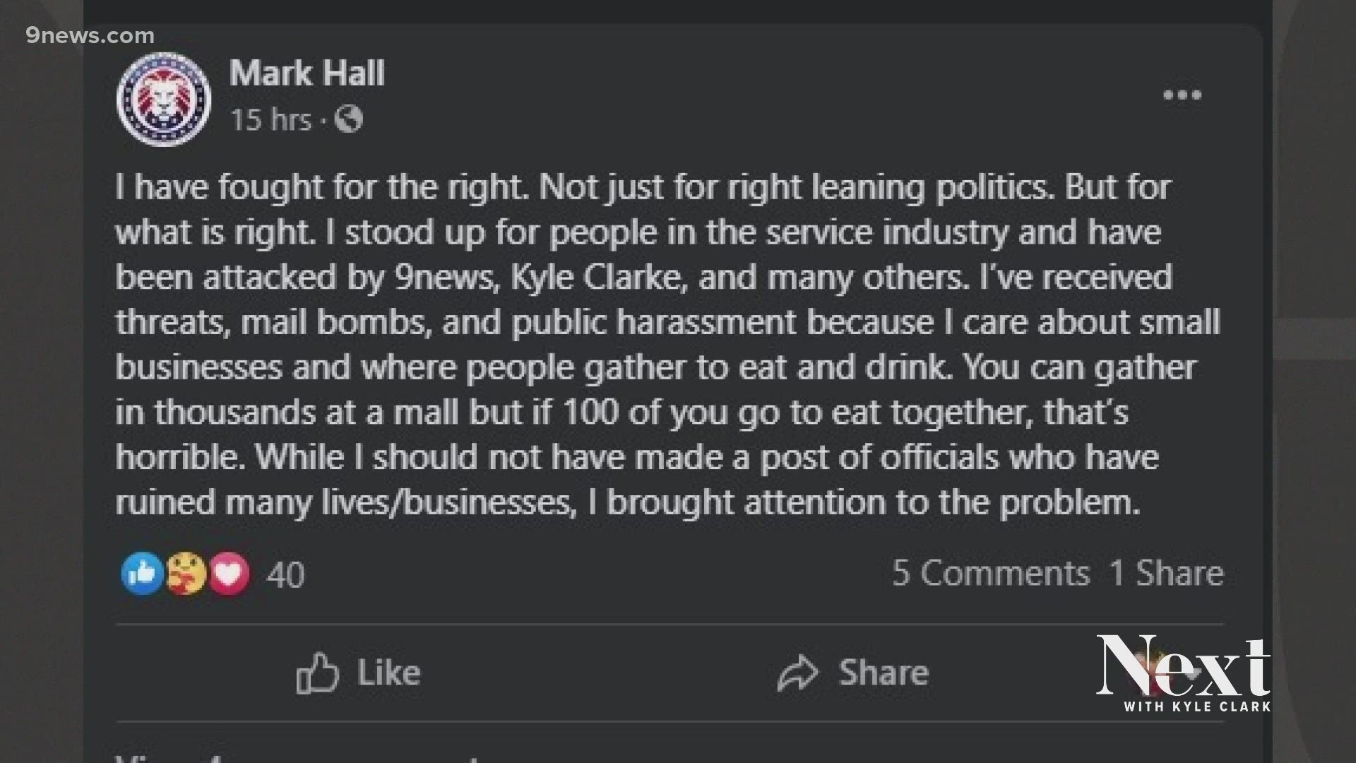 Parker Police say they are not investigating a claim made by the head of Parker Republicans, Mark Hall, who posted to social media that someone sent him mail bombs.