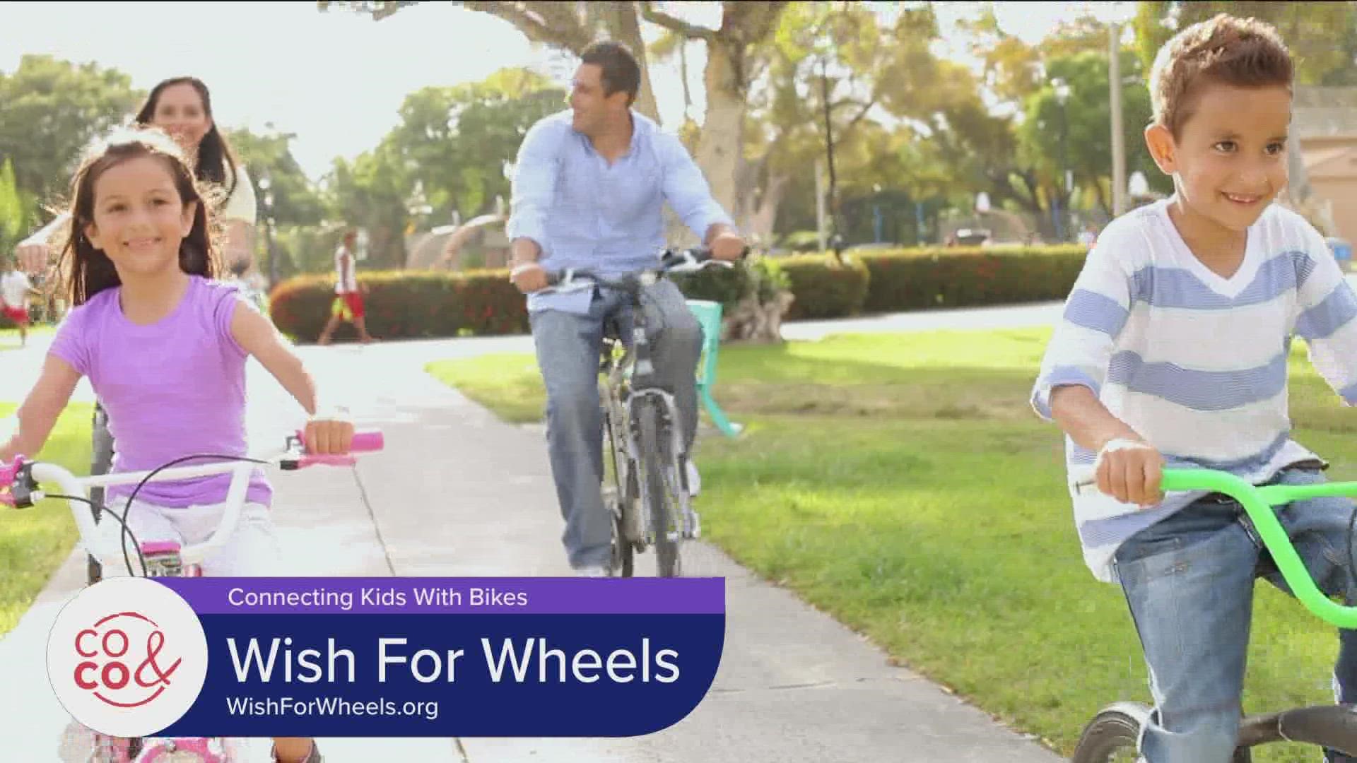 Wish for Wheels gives new bikes and helmets to underserved kids. Support them by becoming a corporate partner or give individually. Learn more at WishForWheels.org.