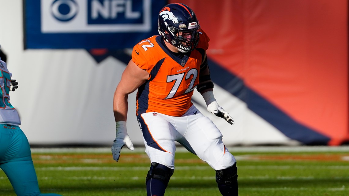 Denver Broncos offensive tackle Garett Bolles (72) celebrates win against  the New York Jets during an NFL football game Sunday, Sept. 26, 2021, in  Denver. (AP Photo/Jack Dempsey Stock Photo - Alamy