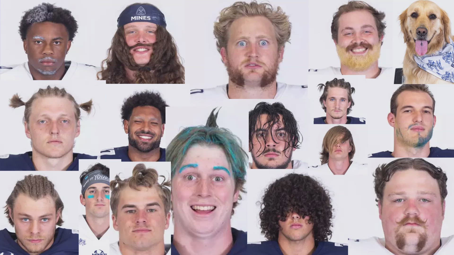 Each year the school takes spectacularly outrageous headshots of players to post on the team's website.