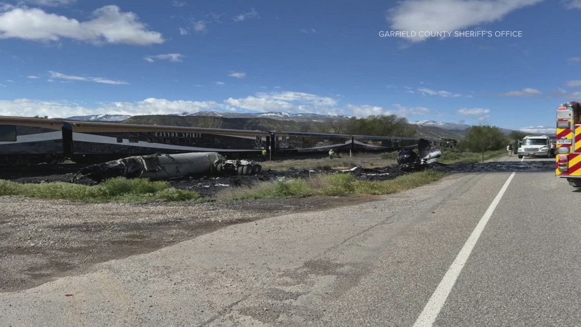 Train and tanker truck crash in western Colorado | 9news.com