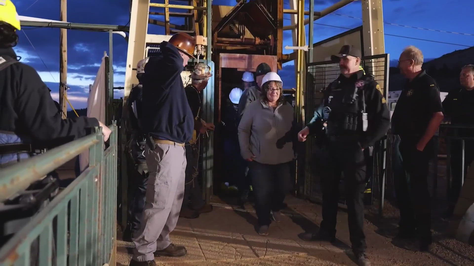 The Teller County Sheriff's office provided a video showing the people trapped returning above ground. Volunteers at Aspen Community Center helped them decompress.