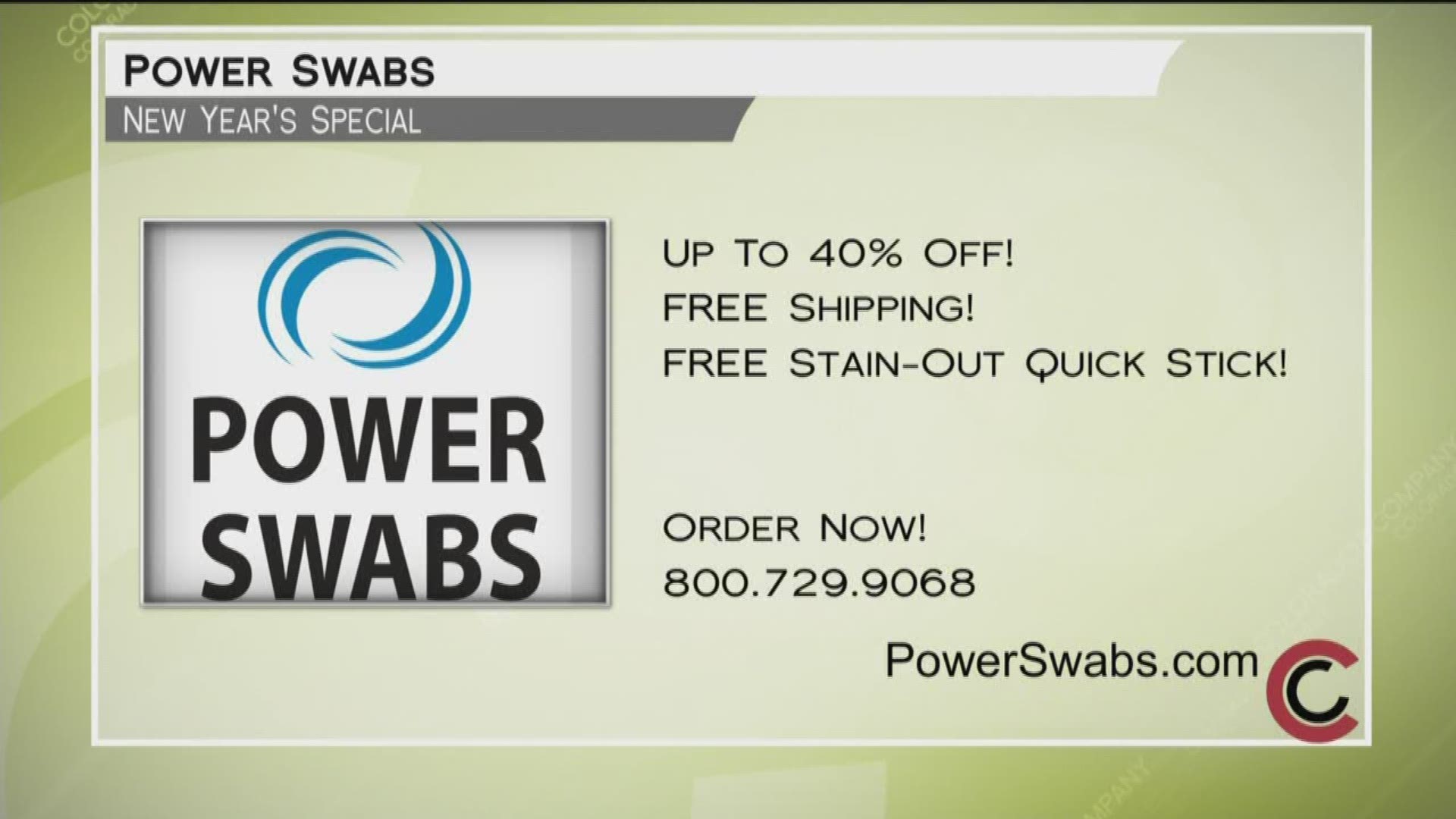 Call 800.729.9068 or visit PowerSwabs.com to order yours and get a whiter, brighter smile today. You'll get 40% off AND free shipping!