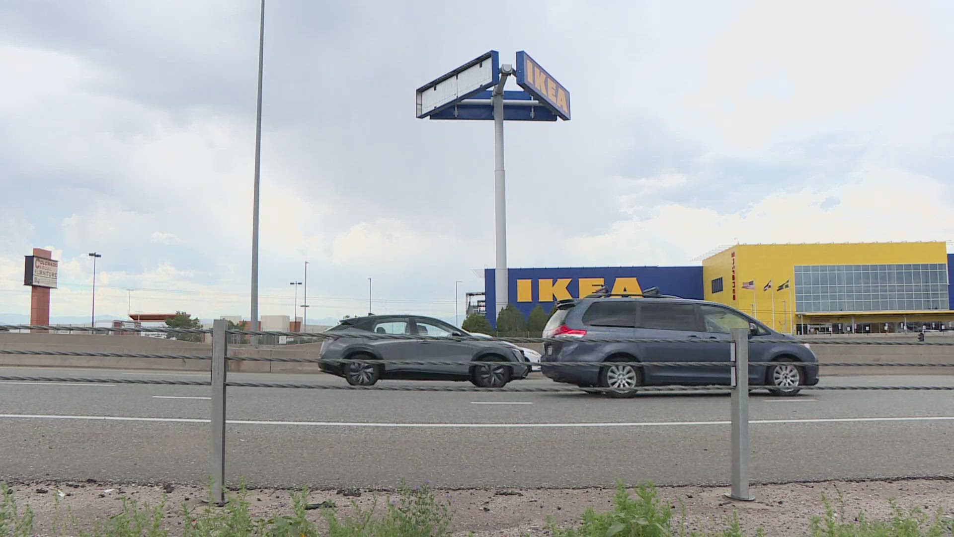 Sign Panels Example Windstorm blows IKEA sign panel across I-25 in Centennial | 9news.com