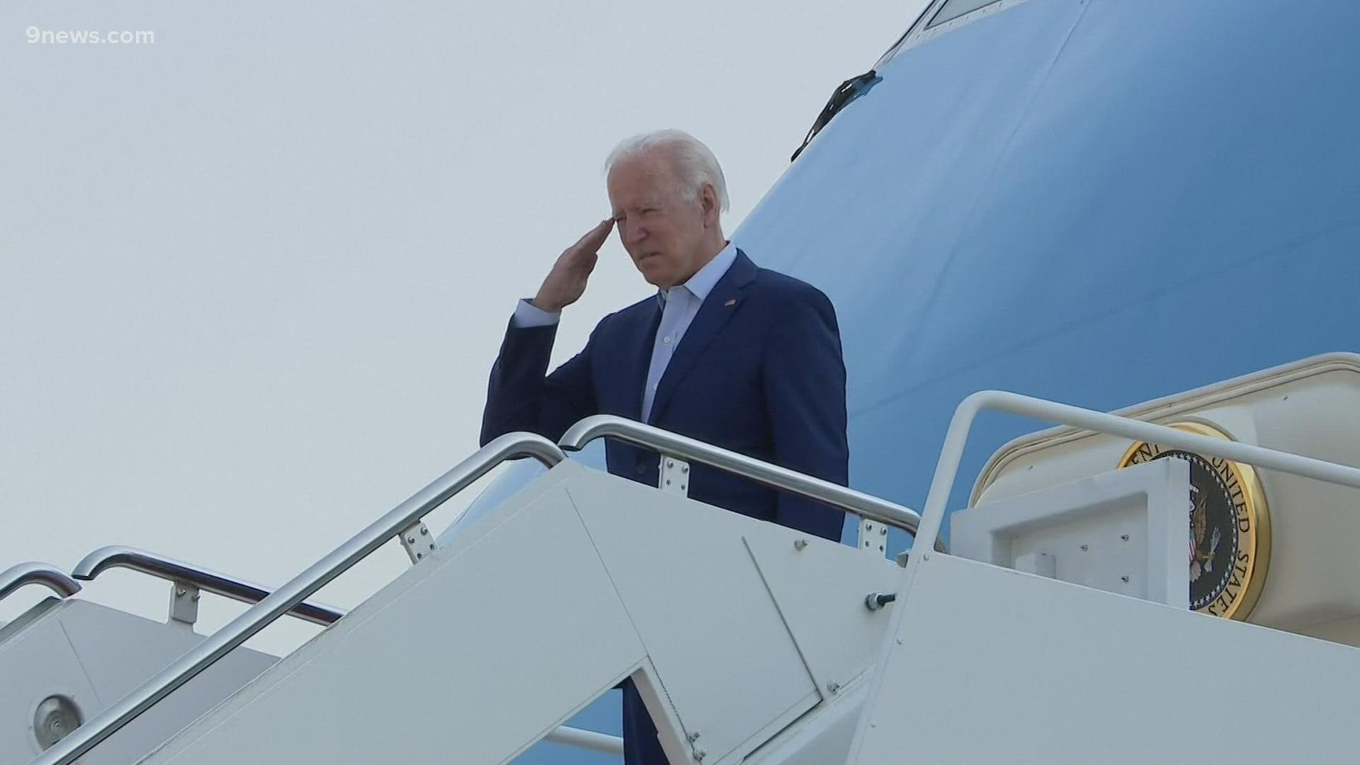 President Biden will land at Denver International Airport Tuesday afternoon before speaking in Golden.