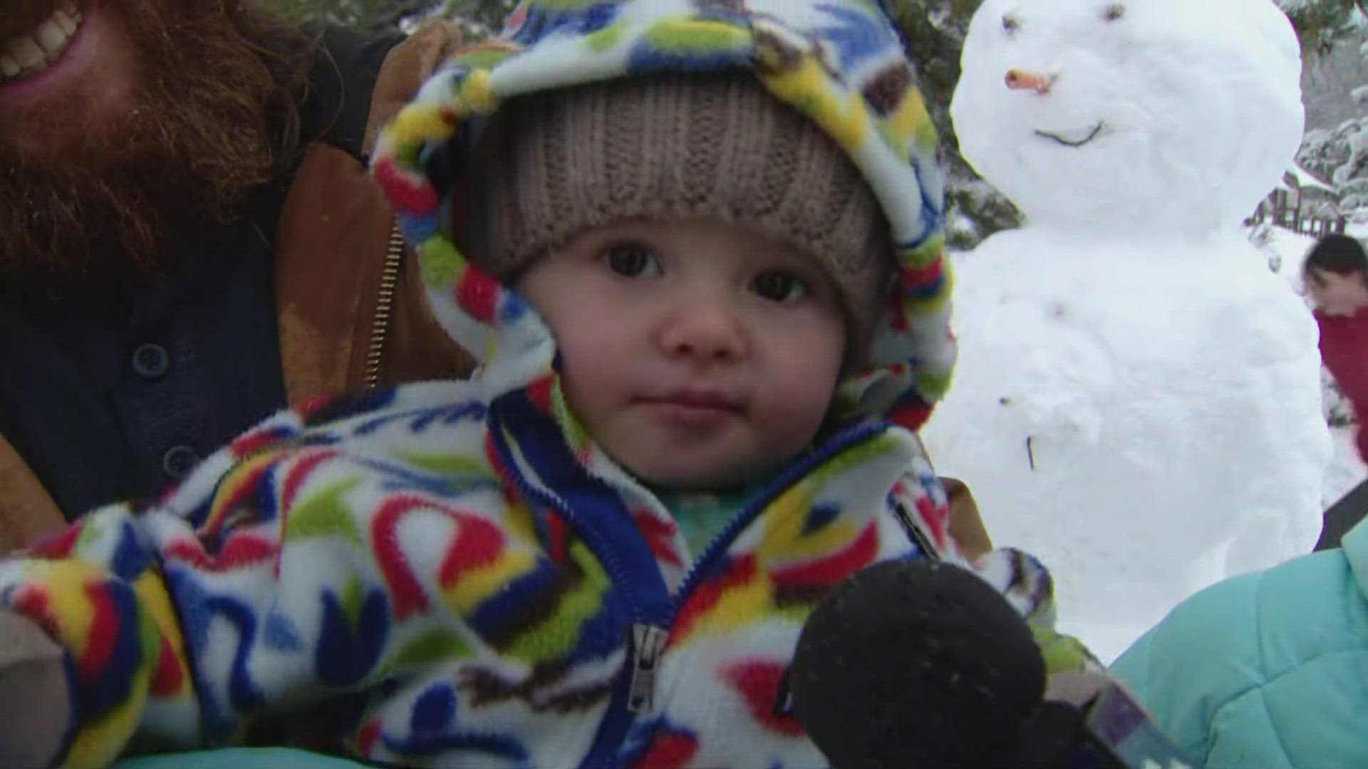 Hundreds of schools across the metro area were closed Friday due to the snowstorm. Some families took advantage by building snowmen, digging out igloos and sledding.