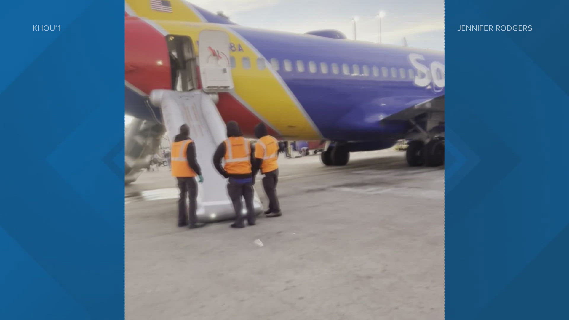 The Houston-bound flight was still at the gate when the fire happened.