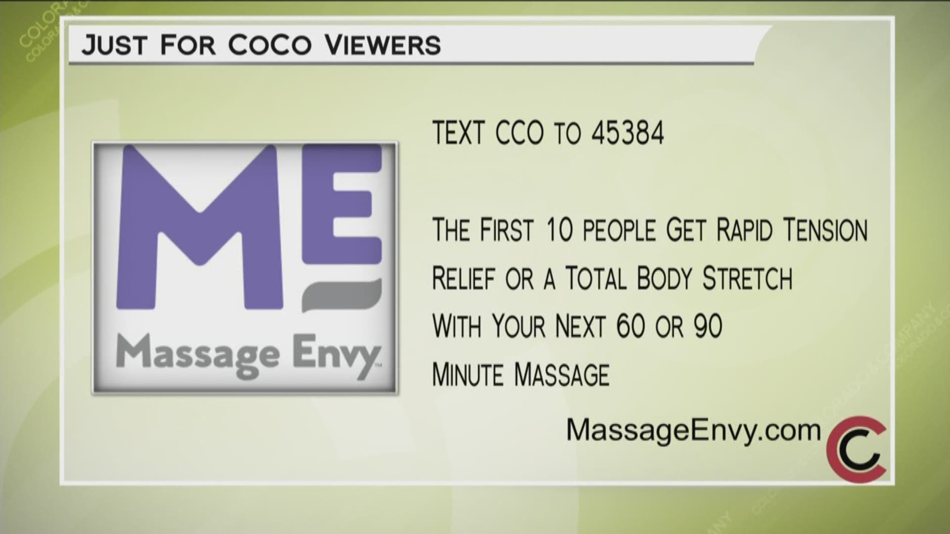 Massage Envy is the place for all over wellness. Learn more at www.MassageEnvy.com.